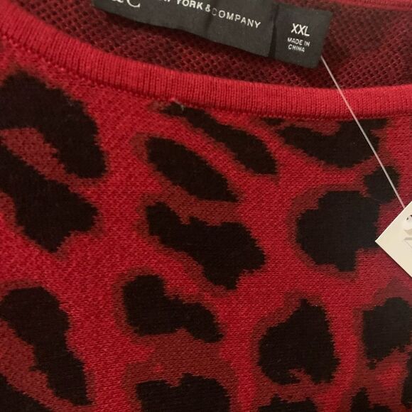 New York & Company animal print Raglan sleeves sweater in Red XXL - Picture 5 of 6